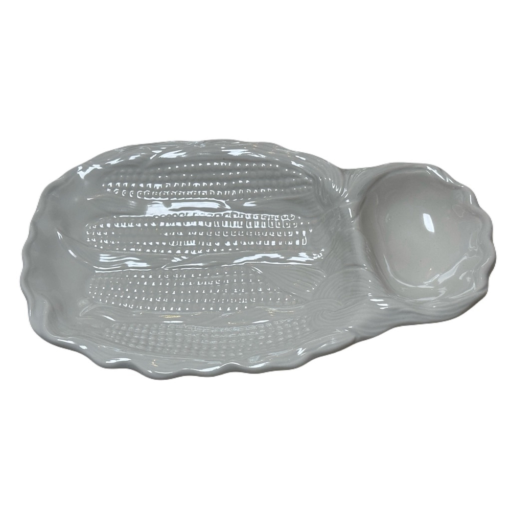 Vintage #659 Corn on the Cob Dish Plate California USA Pottery Ceramic White